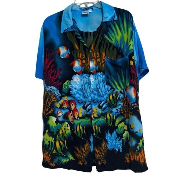 Island Expressions Button-up Shirt Men's Medium Multicolor You Betta Belize It - Picture 2 of 14